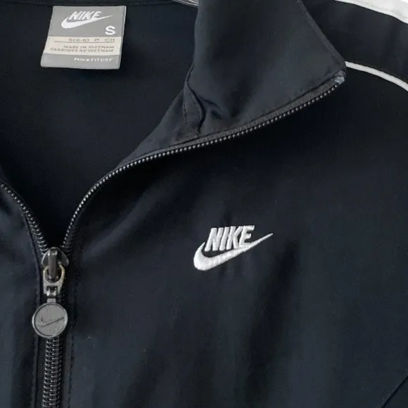 Nike Track Jacket FitDry Athletic Zip Vintage Y2K Black White Stripe Size Small