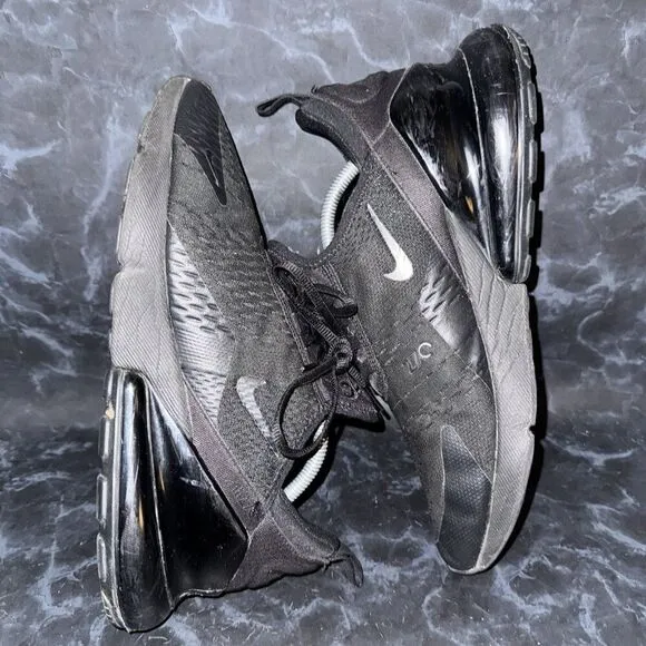 Nike Air Max 270 Triple Black Athletic Walking Shoes Sneakers Mens Size 11.5