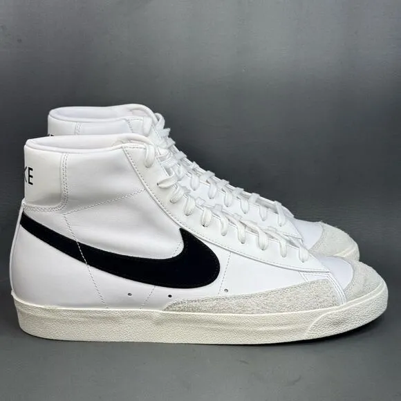 NIKE BLAZER MID '77 IN VINTAGE WHITE BLACK sneaker shoes NEW Mens size 14