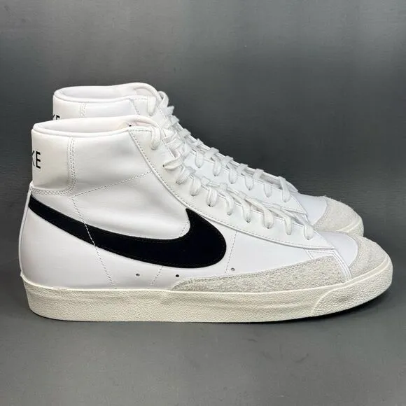 NIKE BLAZER MID '77 IN VINTAGE WHITE BLACK sneaker shoes NEW Mens size 14