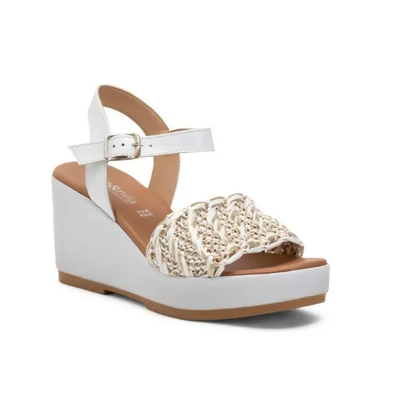 NILA &amp; NILA White Made In Italy Leather Wedge Sandals