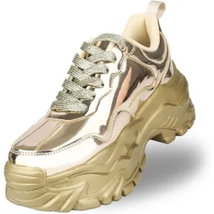 Niluber Walking Shoes Women Size (6-11) Gold Hologram Thermoplastic Polyurethane