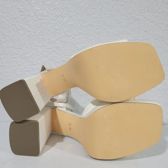 Nina  STACIE IVORY SATIN BLOCK HIGH-HEEL PLATFORM SANDAL Sz 10