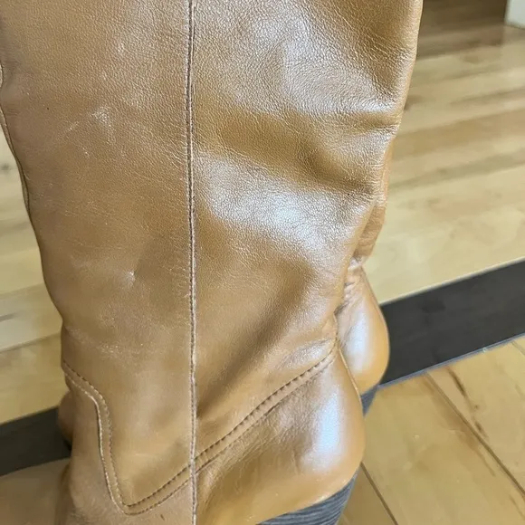 Nine West Camel Cognac Western Leather Tall Boots - Size 6