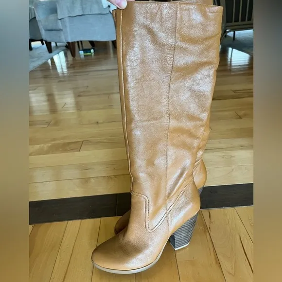 Nine West Camel Cognac Western Leather Tall Boots - Size 6