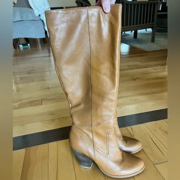 Nine West Camel Cognac Western Leather Tall Boots - Size 6