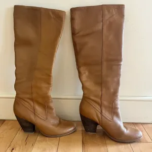Nine West Camel Cognac Western Leather Tall Boots - Size 6