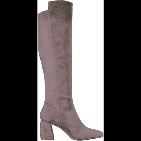NINE WEST Kerianna Woman’s Tall Boots BLOCK HEEL GRAY Faux Suede High Boots 8.5