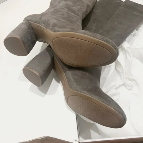 NINE WEST Kerianna Woman’s Tall Boots BLOCK HEEL GRAY Faux Suede High Boots 8.5