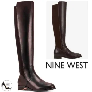 Nine West Levi Women’s Dark Brown Leather Over the Knee High Tall Riding Boots 9