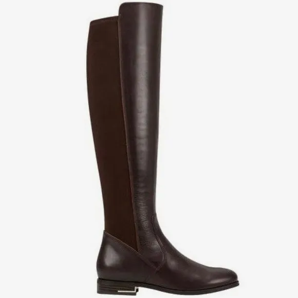 Nine West Levi Women’s Dark Brown Leather Over the Knee High Tall Riding Boots 9