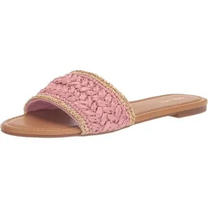 Nine West Pink Woven Upper Round Toe Slip-On Flat Sandals