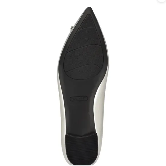 Nine West Pointy Toe Silver Crystal Embellished Buckle Flats Shoes  Various