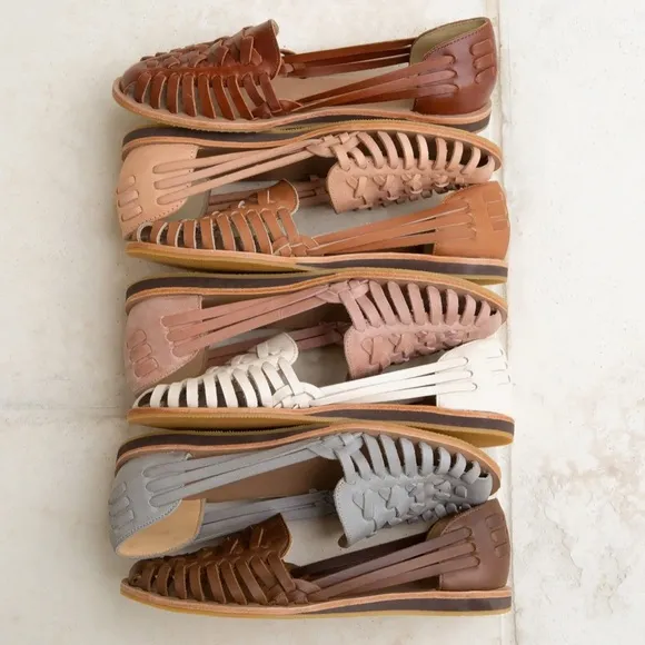 NISOLO by Anthropologie Woven Leather sandals Desert Rose flats size 8.5