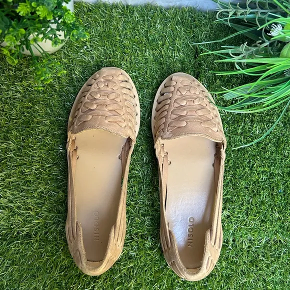 NISOLO by Anthropologie Woven Leather sandals Desert Rose flats size 8.5
