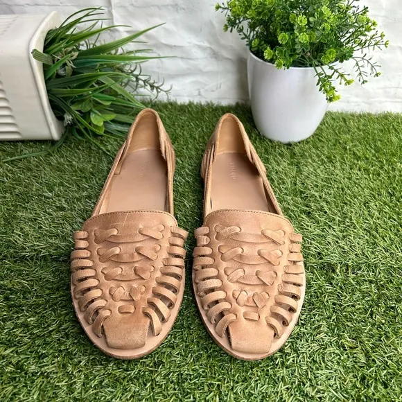 NISOLO by Anthropologie Woven Leather sandals Desert Rose flats size 8.5