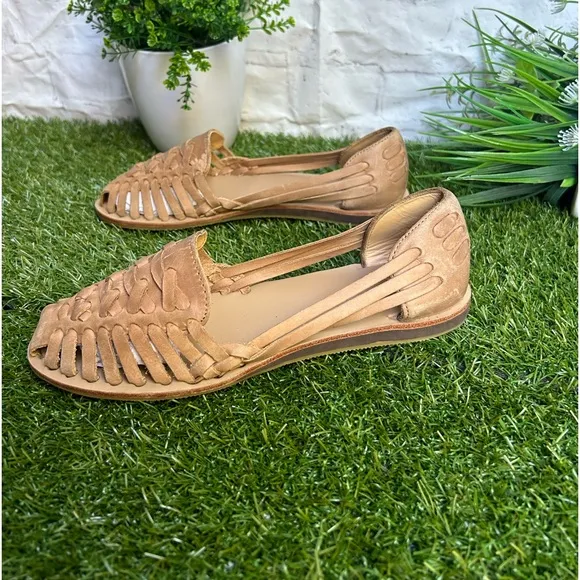 NISOLO by Anthropologie Woven Leather sandals Desert Rose flats size 8.5