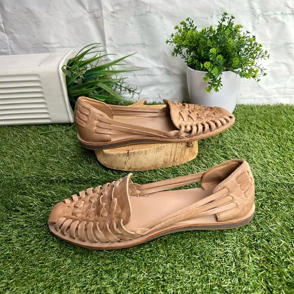 NISOLO by Anthropologie Woven Leather sandals Desert Rose flats size 8.5