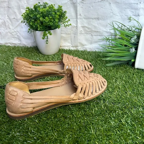 NISOLO by Anthropologie Woven Leather sandals Desert Rose flats size 8.5