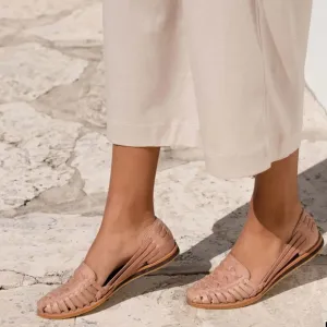 NISOLO by Anthropologie Woven Leather sandals Desert Rose flats size 8.5