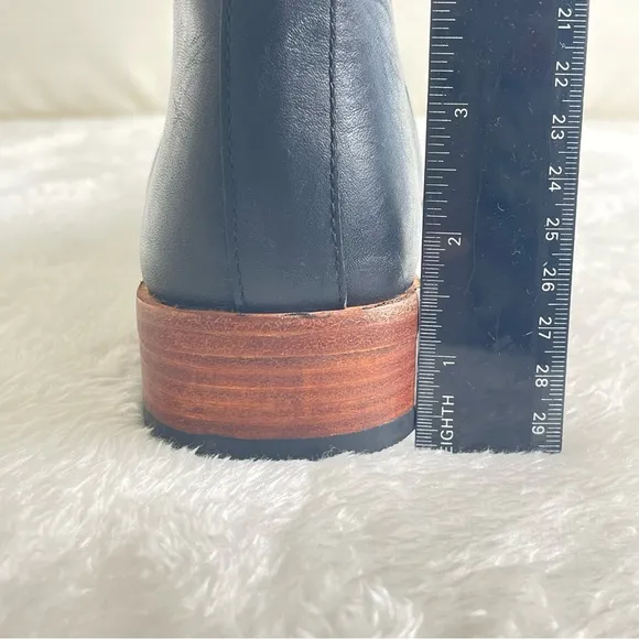 NISOLO Chelsea Booties | Black Leather Low Stack Heel Boots Shoes | Slip on 6.5