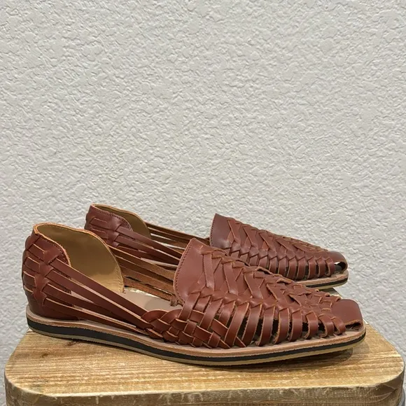 Nisolo Huarache Leather Sandals Brandy Size 9.5