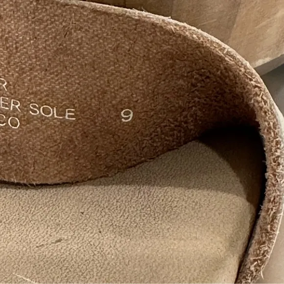 Nisolo Sarita Wooden Wedge Sandal Leather Wrap Ankle Strap Buckle Beige Size 9