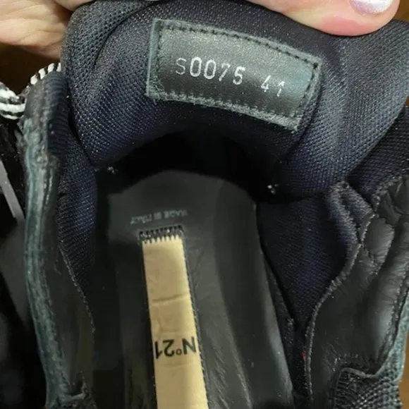 No. 21 Brand calf stretch black sneakers