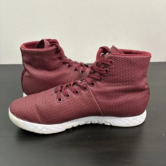 NOBULL SuperFabric High Top Athletic Trainer Shoes Burgundy Men's 7.5 Women's 9