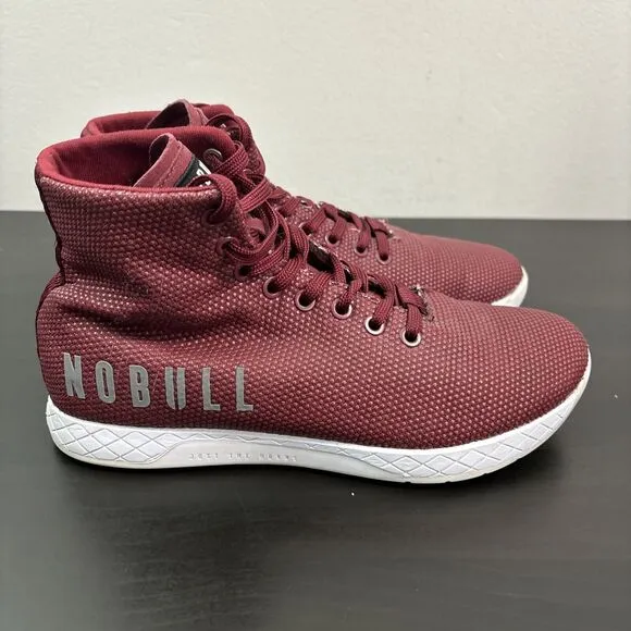NOBULL SuperFabric High Top Athletic Trainer Shoes Burgundy Men's 7.5 Women's 9