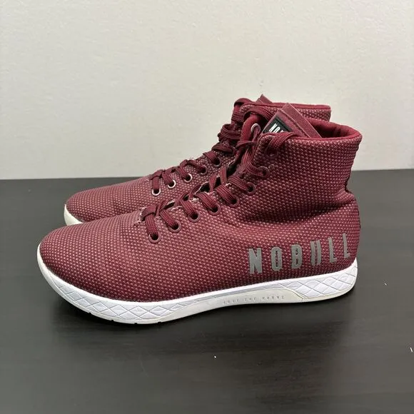 NOBULL SuperFabric High Top Athletic Trainer Shoes Burgundy Men's 7.5 Women's 9