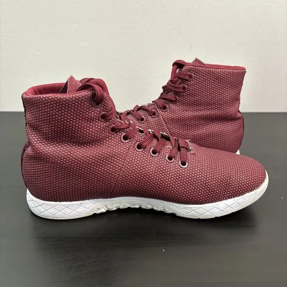 NOBULL SuperFabric High Top Athletic Trainer Shoes Burgundy Men's 7.5 Women's 9