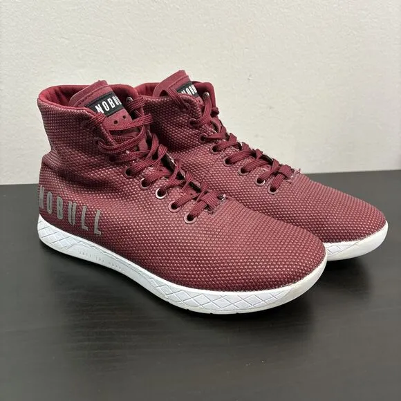 NOBULL SuperFabric High Top Athletic Trainer Shoes Burgundy Men's 7.5 Women's 9