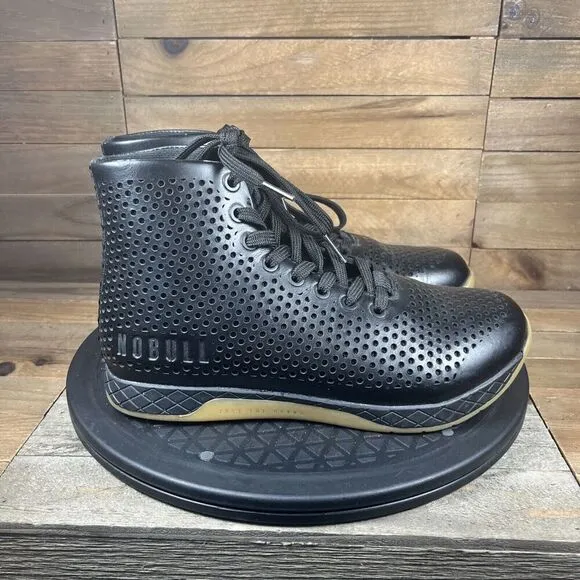 Nobull Womens Size US 7.5 High Top Black Leather Lace Up Trainer Athletic Shoes
