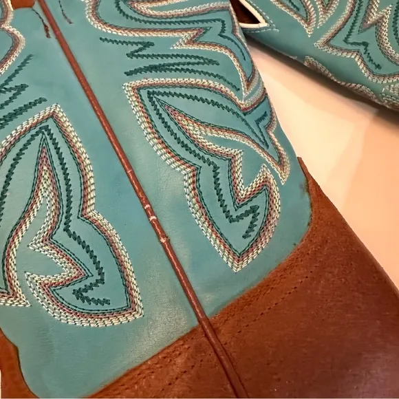 Nocona Teal Leather Western Cowboy Boots 8.5