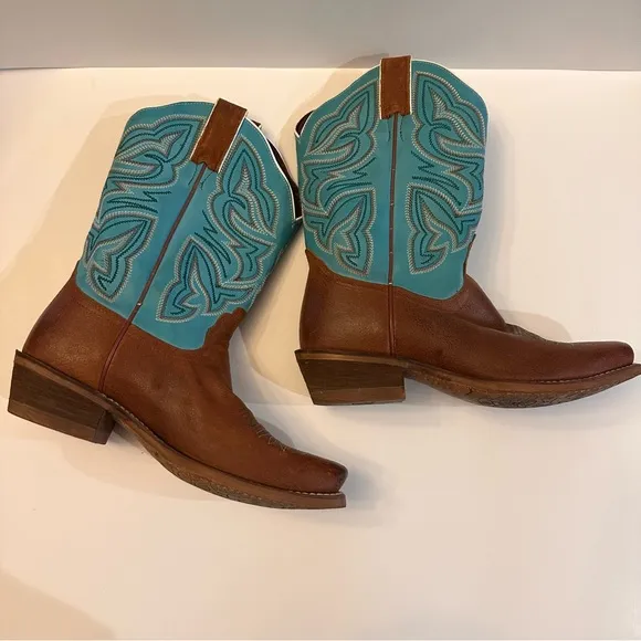 Nocona Teal Leather Western Cowboy Boots 8.5