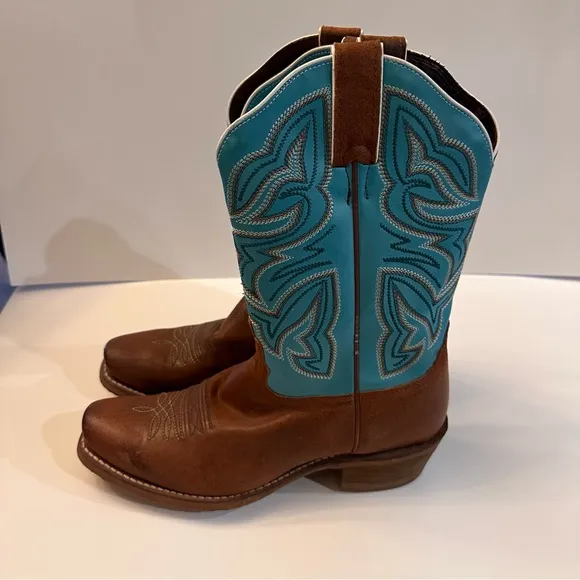 Nocona Teal Leather Western Cowboy Boots 8.5