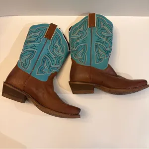 Nocona Teal Leather Western Cowboy Boots 8.5