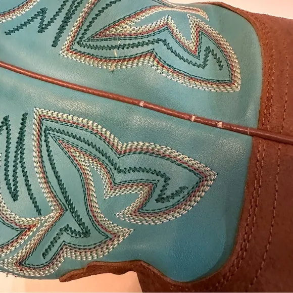 Nocona Teal Leather Western Cowboy Boots 8.5