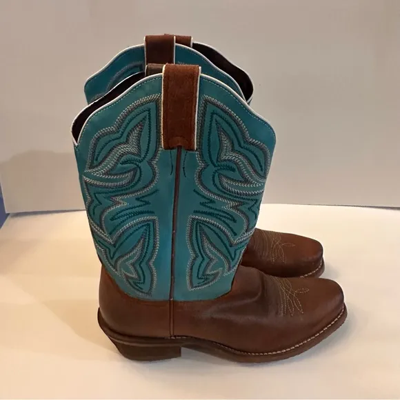 Nocona Teal Leather Western Cowboy Boots 8.5