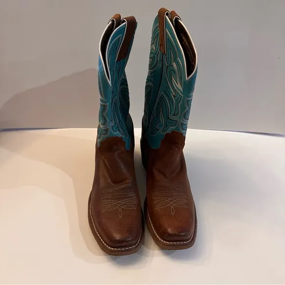 Nocona Teal Leather Western Cowboy Boots 8.5