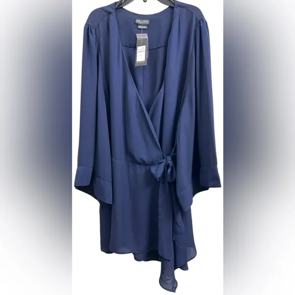 NORDSTROM CITY CHIC Shibara Asymmetrical Wrap Minidress/Tunic In Navy L/XL ✨NWT✨