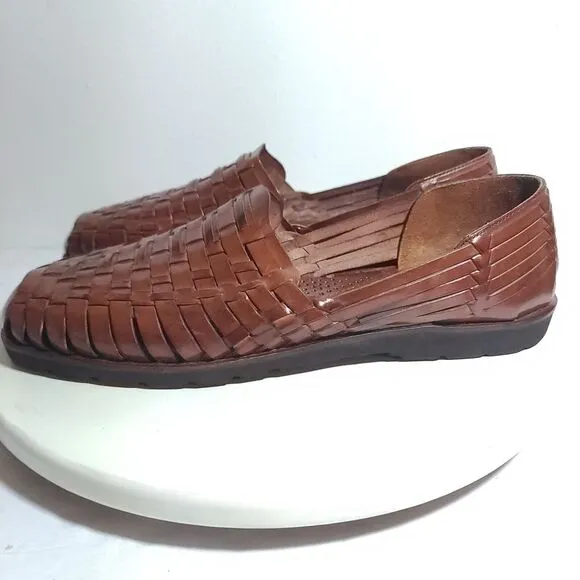 Nordstrom Hand Woven Braided Sandals Brown Leather Men's Shoe Size 12 Excellent