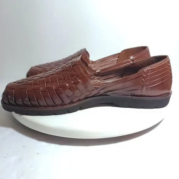 Nordstrom Hand Woven Braided Sandals Brown Leather Men's Shoe Size 12 Excellent
