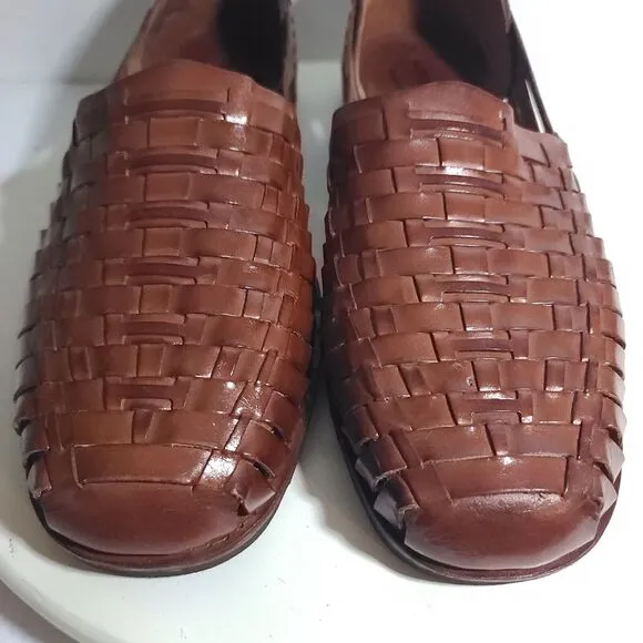Nordstrom Hand Woven Braided Sandals Brown Leather Men's Shoe Size 12 Excellent