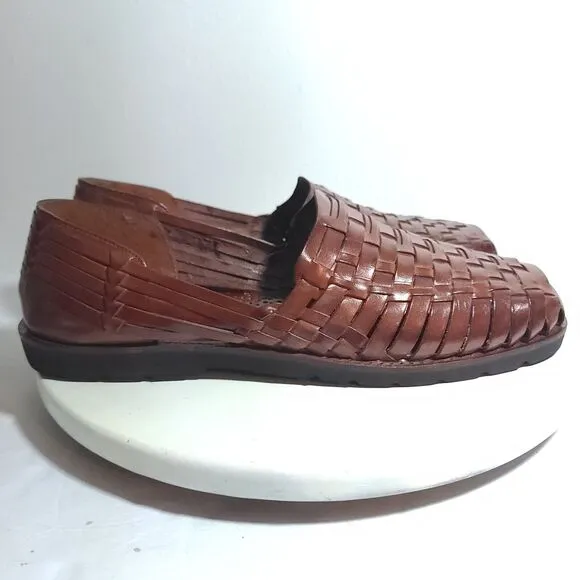 Nordstrom Hand Woven Braided Sandals Brown Leather Men's Shoe Size 12 Excellent