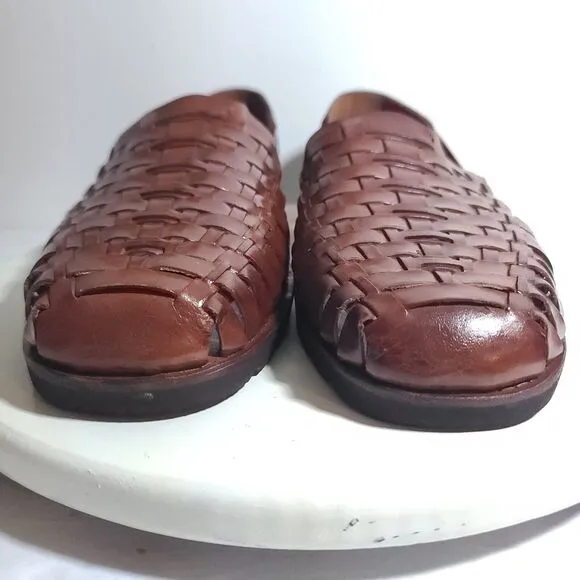 Nordstrom Hand Woven Braided Sandals Brown Leather Men's Shoe Size 12 Excellent