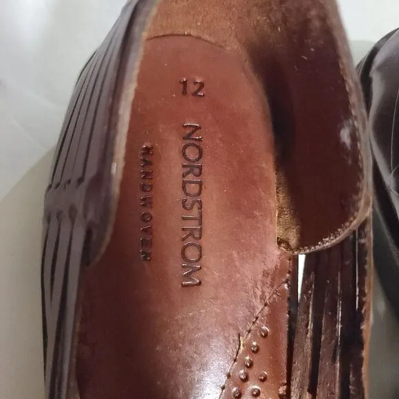 Nordstrom Hand Woven Braided Sandals Brown Leather Men's Shoe Size 12 Excellent