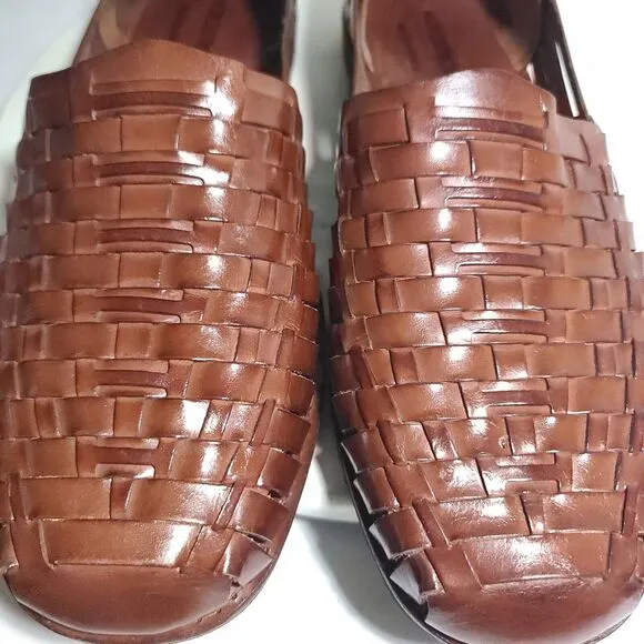 Nordstrom Hand Woven Braided Sandals Brown Leather Men's Shoe Size 12 Excellent