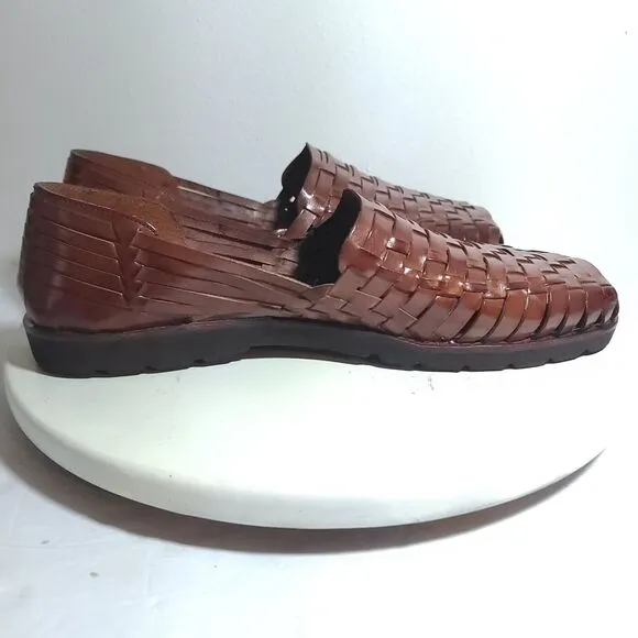 Nordstrom Hand Woven Braided Sandals Brown Leather Men's Shoe Size 12 Excellent